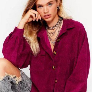 Nasty Gal Button Down Oversized Corduroy Shirt